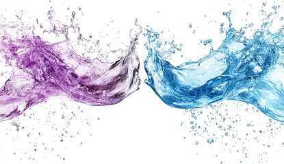Obraz premium Two vibrant water splashes in contrasting hues