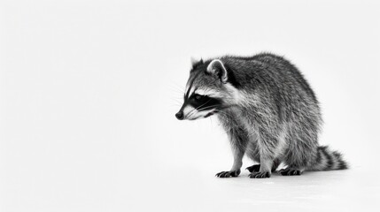 Obraz premium Raccoon in profile, black and white