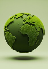 3D Illustration Green Earth Globe Covered With Grass