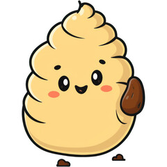 A cheerful cartoon ice cream cone character with a friendly smile, ideal for summer celebrations.