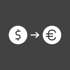 Dollar to Euro Convert icon vector image. Suitable for mobile apps, web apps and print media.