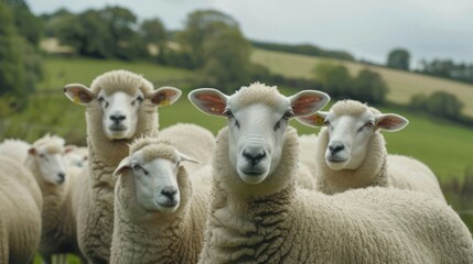 Flock of sheep in a pasture