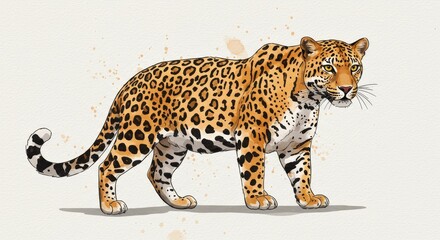 Illustration of Jaguar on White Background