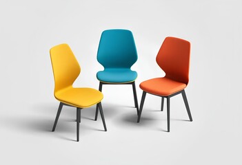 Fototapeta premium Inclusive Workplace seating option showcasing diversity through colorful chairs