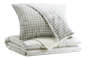  bed linen pillow and blanket isolated on white background PNG