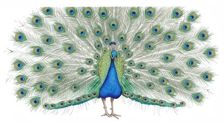 Obraz premium Illustration of Peacock Displaying Iridescent Plumage