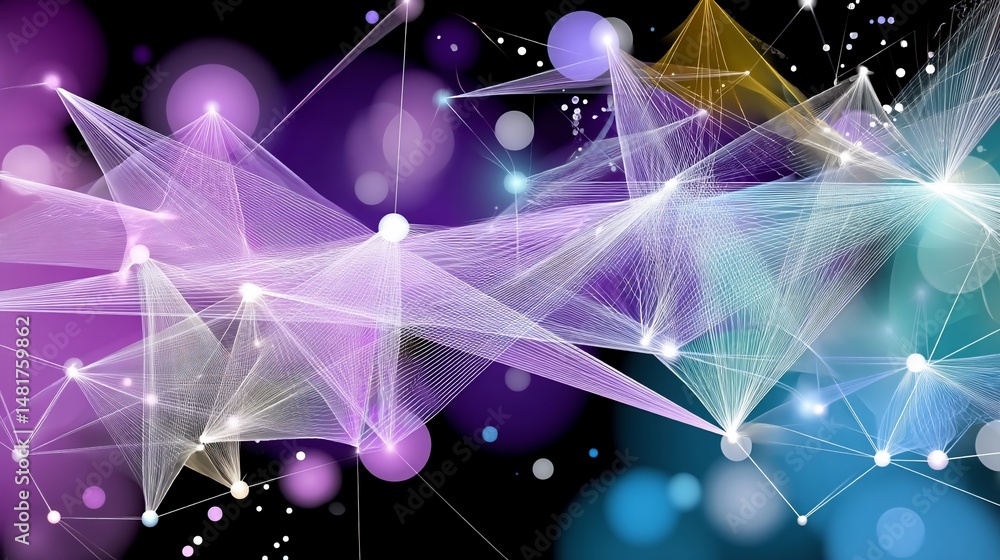 Aufkleber abstract network of glowing lines and nodes