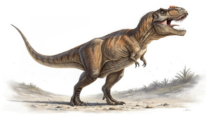 Fototapeta premium 3D Rendering of Tyrannosaurus Dinosaur – Realistic Isolated Model on White Background