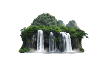  floating island with waterfall  isolated on white background PNG