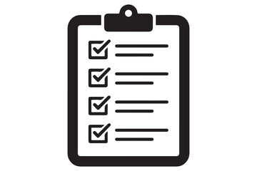 Simple checklist icon on clipboard silhouette vector illustration
