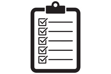 Simple checklist icon on clipboard silhouette vector illustration
