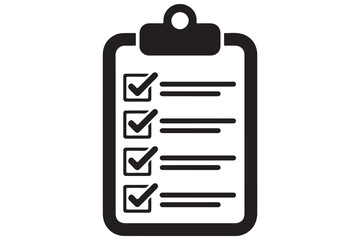 Simple checklist icon on clipboard silhouette vector illustration
