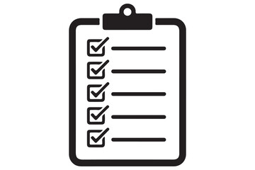Simple checklist icon on clipboard silhouette vector illustration
