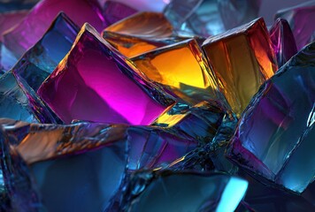 Vibrant multicolored crystals with a dynamic glow.