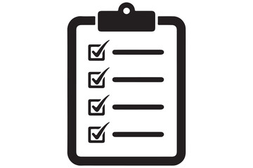 Simple checklist icon on clipboard silhouette vector illustration
