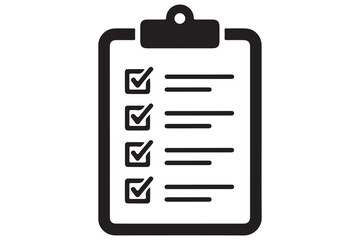 Simple checklist icon on clipboard silhouette vector illustration
