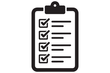 Simple checklist icon on clipboard silhouette vector illustration
