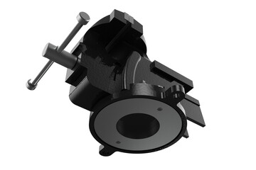 Robust Black Bench Vise: High-Resolution Industrial Workshop Tool for DIY, Repair, and Metalworking Projects. Isolated Studio Shot with Transparent Background for Professional Use.