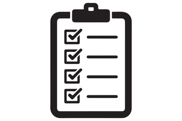Simple checklist icon on clipboard silhouette vector illustration
