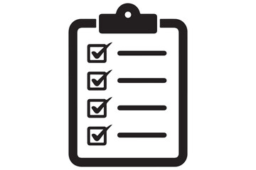 Simple checklist icon on clipboard silhouette vector illustration
