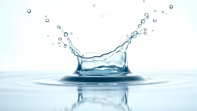 High-Speed Photography Captures a Mesmerizing Splash of Crystal-Clear Water Frozen in Time, Showcasing Precision and Elegance with Artistic Detail