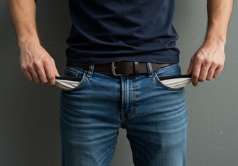 Photo of Person Showing Empty Pockets Indicating Poverty