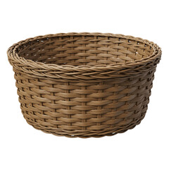 Woven basket isolated on transparent background for storage, decoration, and organization use cases.