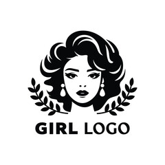 Stylish Girl Logo Design – Black and White Feminine Beauty Brand Illustration