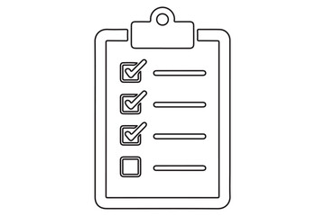 Continuous line art drawing of checklist clipboard icon vector illustration
