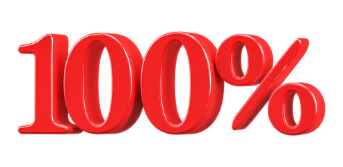 3D Red 100 Percent Off Sale Number Discount