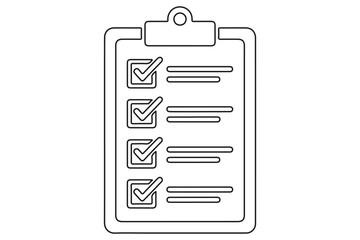 Continuous line art drawing of checklist clipboard icon vector illustration
