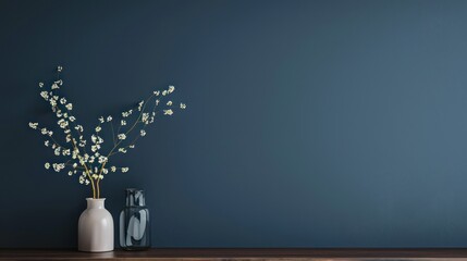 Minimalist wall decor with small white flowers