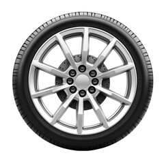 Fototapeta premium A sleek car wheel poised for motion embodying speed and modern design on transparent background