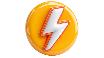 Vivid and Eye-Catching Yellow Lightning Icon Featuring Prominent White Bolt Perfect for Dynamic Designs and Energetic Themes