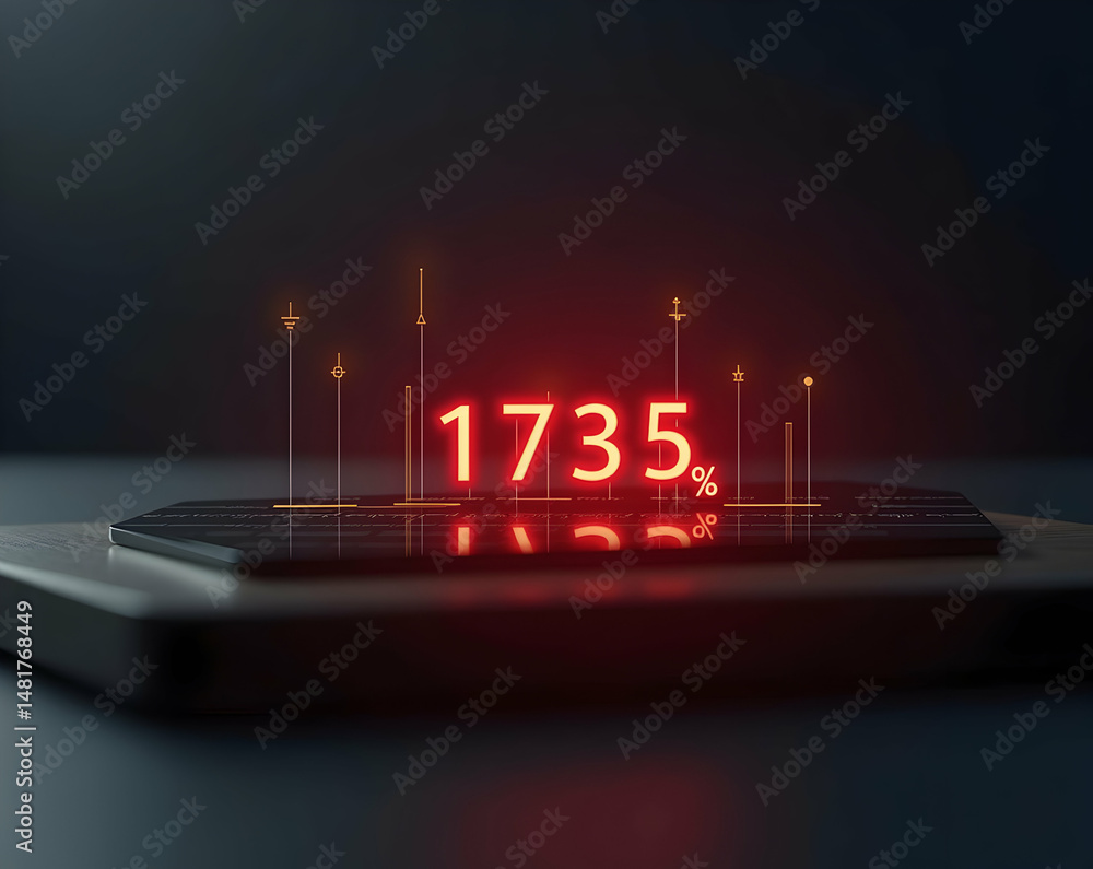 Poster innovative financial dashboard concept, a sleek stock board displaying exceptional growth with futur