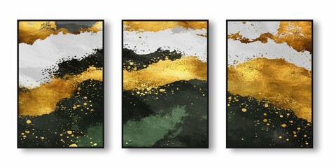 AI-generated illustration of an oil painting triptych with abstract patterns and vibrant hues