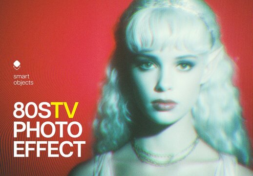 80s Tv Photo Template Mockup