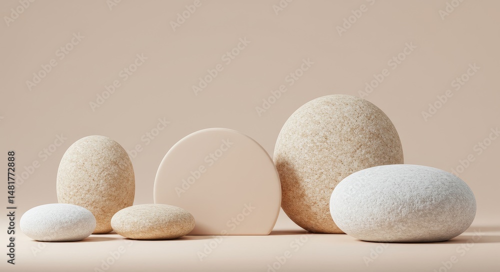 Poster 3d render abstract background beige product display