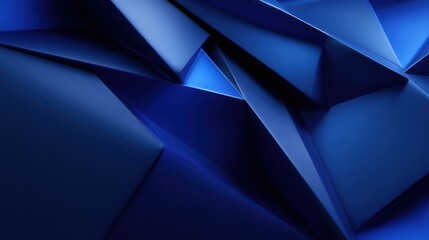 Abstract geometric shapes in deep blue.  Intricate,faceted, metallic design