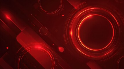 Dynamic red abstract background with glowing circles and lines