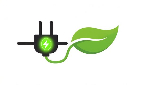 Green electric plug with leaf symbolizing eco-friendly consumption