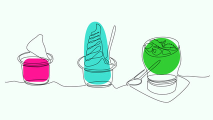 Swirl & Spoon: Yoghurt in One-Line Vector Form
