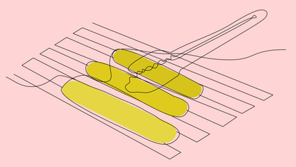 Simple Grab: Tongs and Hotdog Drawn in One Line