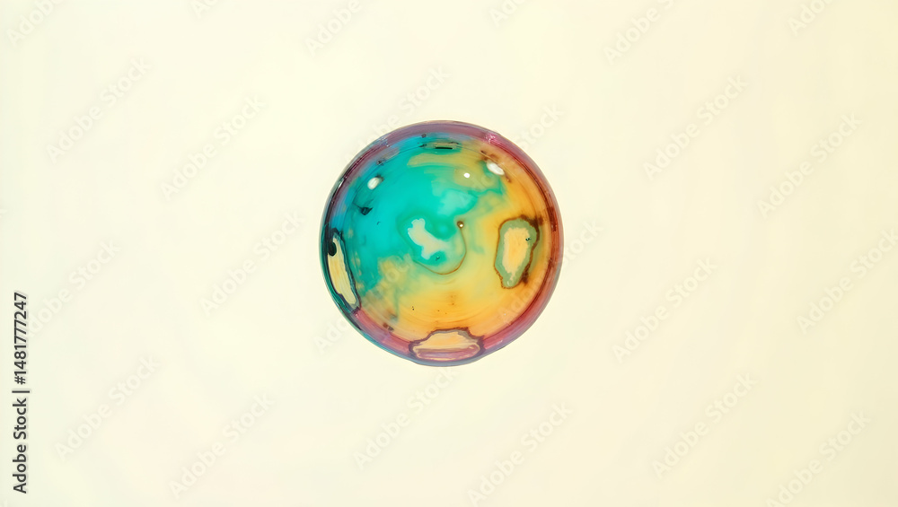 Aufkleber mesmerizing iridescent oil bubble suspended in mid air with vibrant colors and glossy texture creati