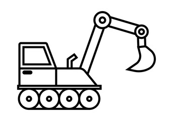 Icono negro de excavadora en fondo blanca