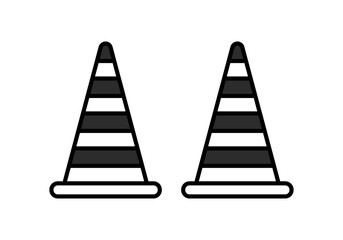 Icono negro de cono de tráfico en fondo blanco