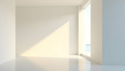Fototapeta premium Minimalist architectural space bathed in morning light featuring clean lines and a bright atmosphere for interior design or architectural visualization projects
