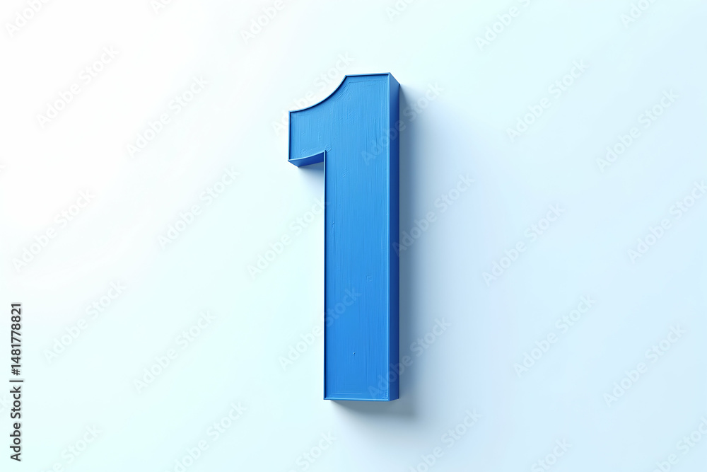 Fototapete minimalist image of a sole blue number one against a clean backdrop emphasizing simplicity and moder