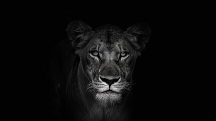 Naklejka premium Lioness portrait in black and white