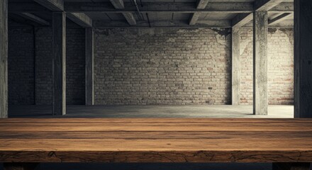 3D Render Empty Room Background With Wooden Table